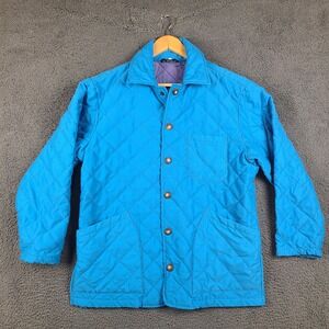 Bottega Veneta Vintage Quilted Jacket Blue Made in Italy Size 42 Snap Front